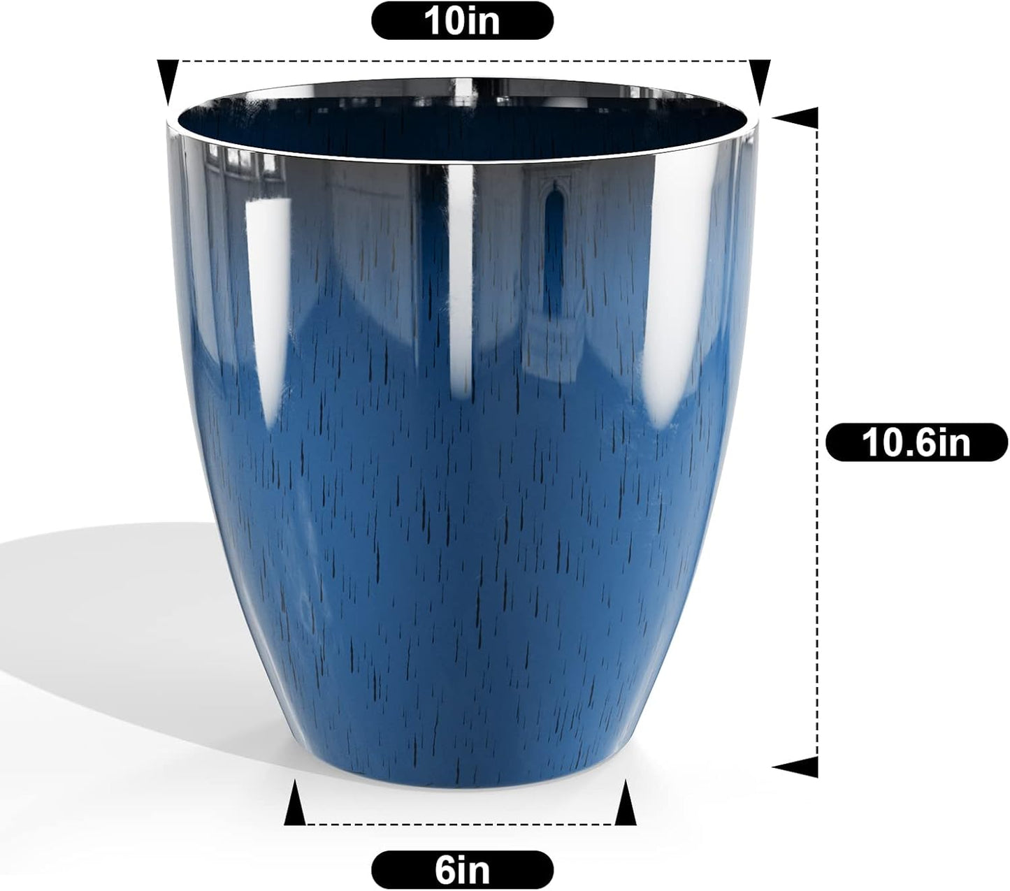 QCQHDU Plant Pots Set of 2 Pack,10 Inch Plant Pot for Indoor and Outdoor Plants with Drainage Hole,Flower Pots Modern Decorative Planter for Garden Plants (Blue)