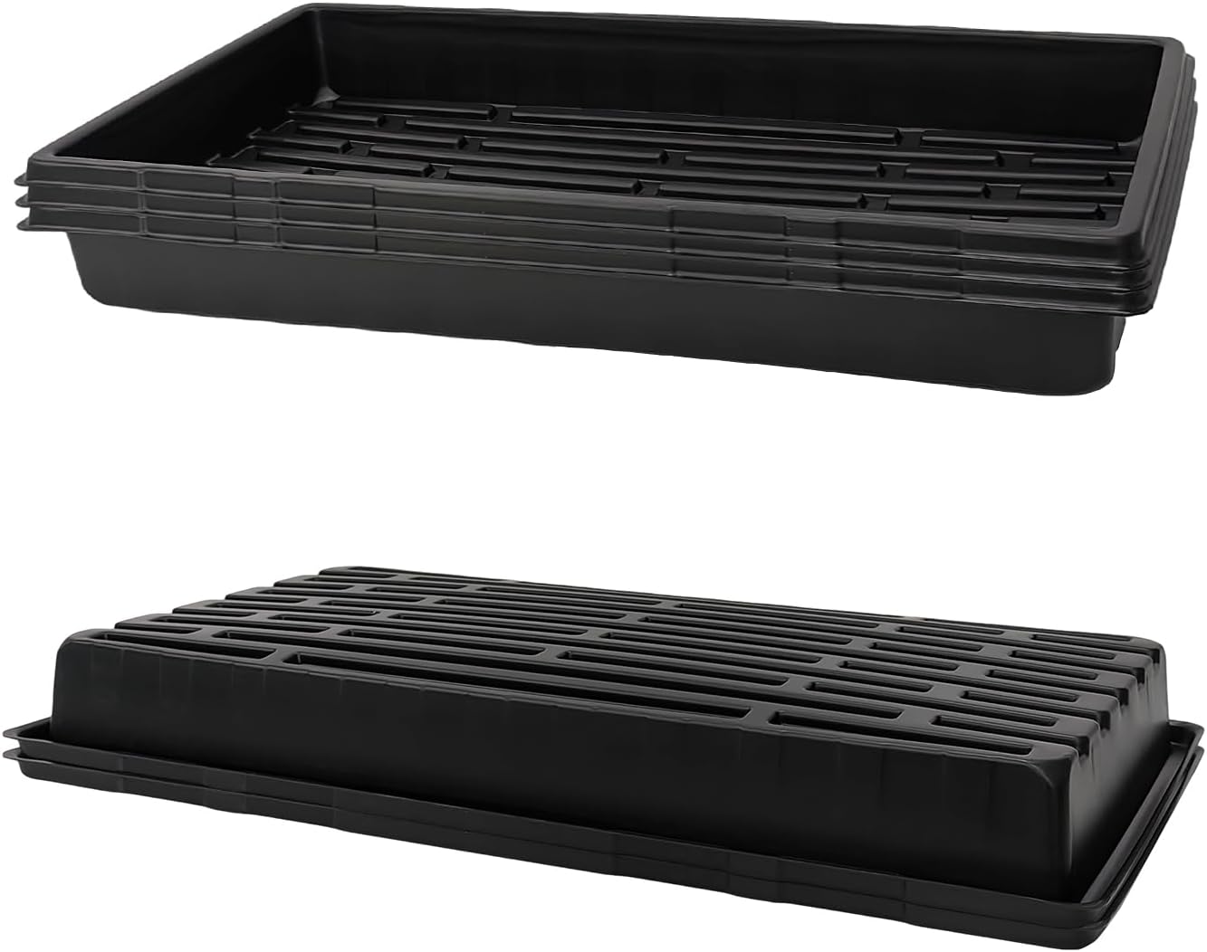 Plant Growing Nursery, Standard 1020 Trays Plastic Sturdy Farmer Self Seedling Tray for Microgreens Indoor Nursery Pots Transplantation (5-Pack, 21.6"×11.2", 2.52" Deep, no Holes)