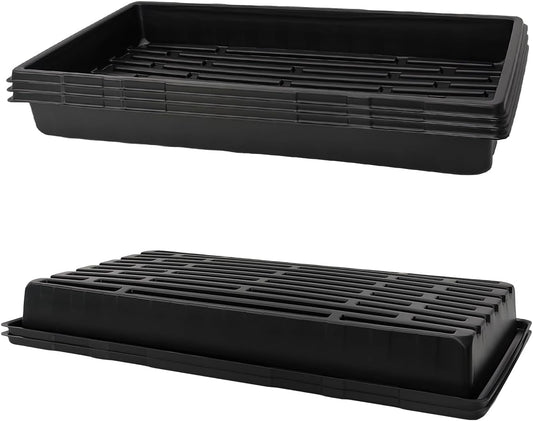 Plant Growing Nursery, Standard 1020 Trays Plastic Sturdy Farmer Self Seedling Tray for Microgreens Indoor Nursery Pots Transplantation (5-Pack, 21.6"×11.2", 2.52" Deep, no Holes)