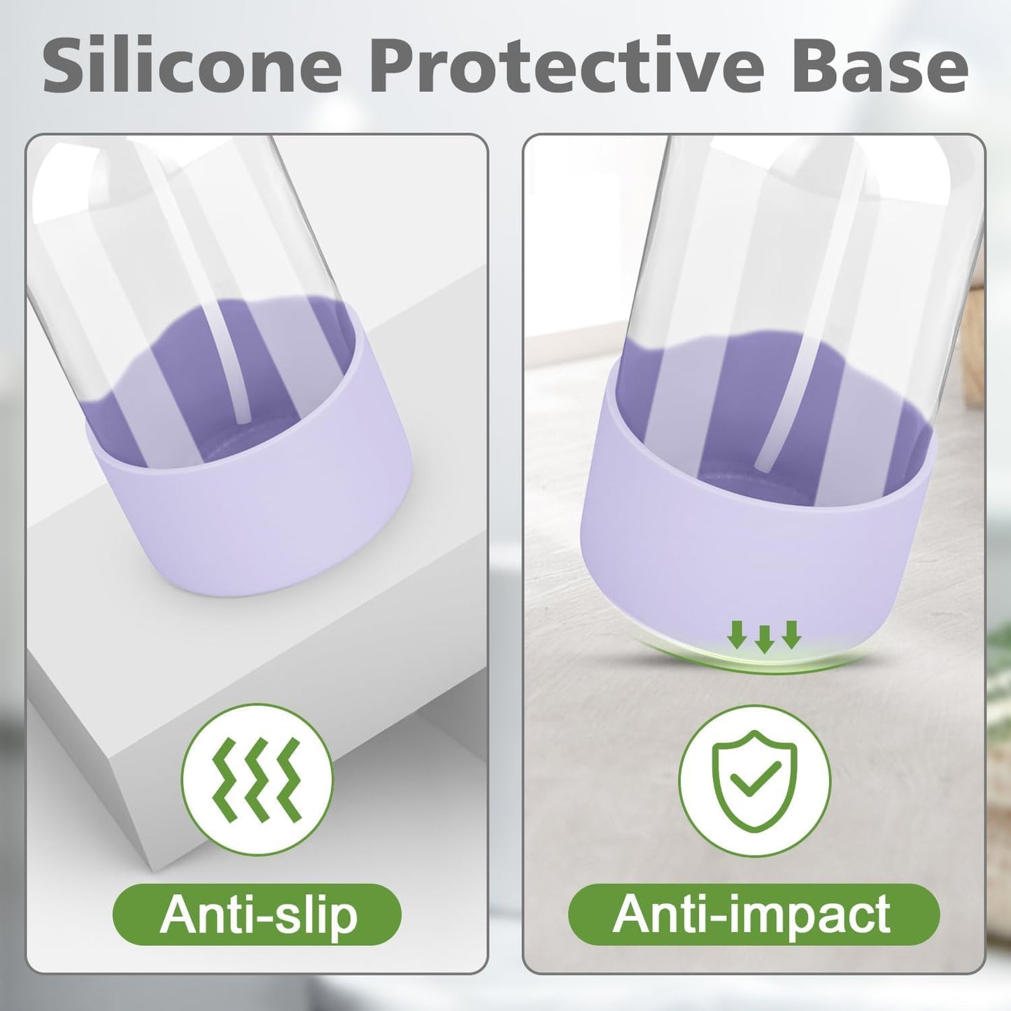 Glass Spray Bottles with Silicone Sleeve Protection, Empty 16 oz Refillable Containers, Reusable Spray Bottles with Adjustable Nozzle for Hair, Cleaning Solutions, 3 Pack Purple