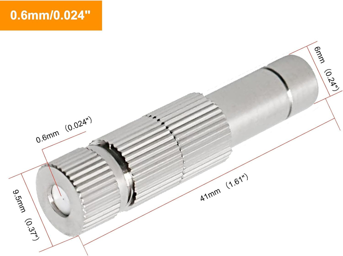 20pcs Brass Mister Nozzles, 6mm Misting Nozzles for Outdoor Cooling System, Landscaping, Air Humidification, Greenhouse Irrigation (with Filter, 0.024"/0.6mm Orifice)