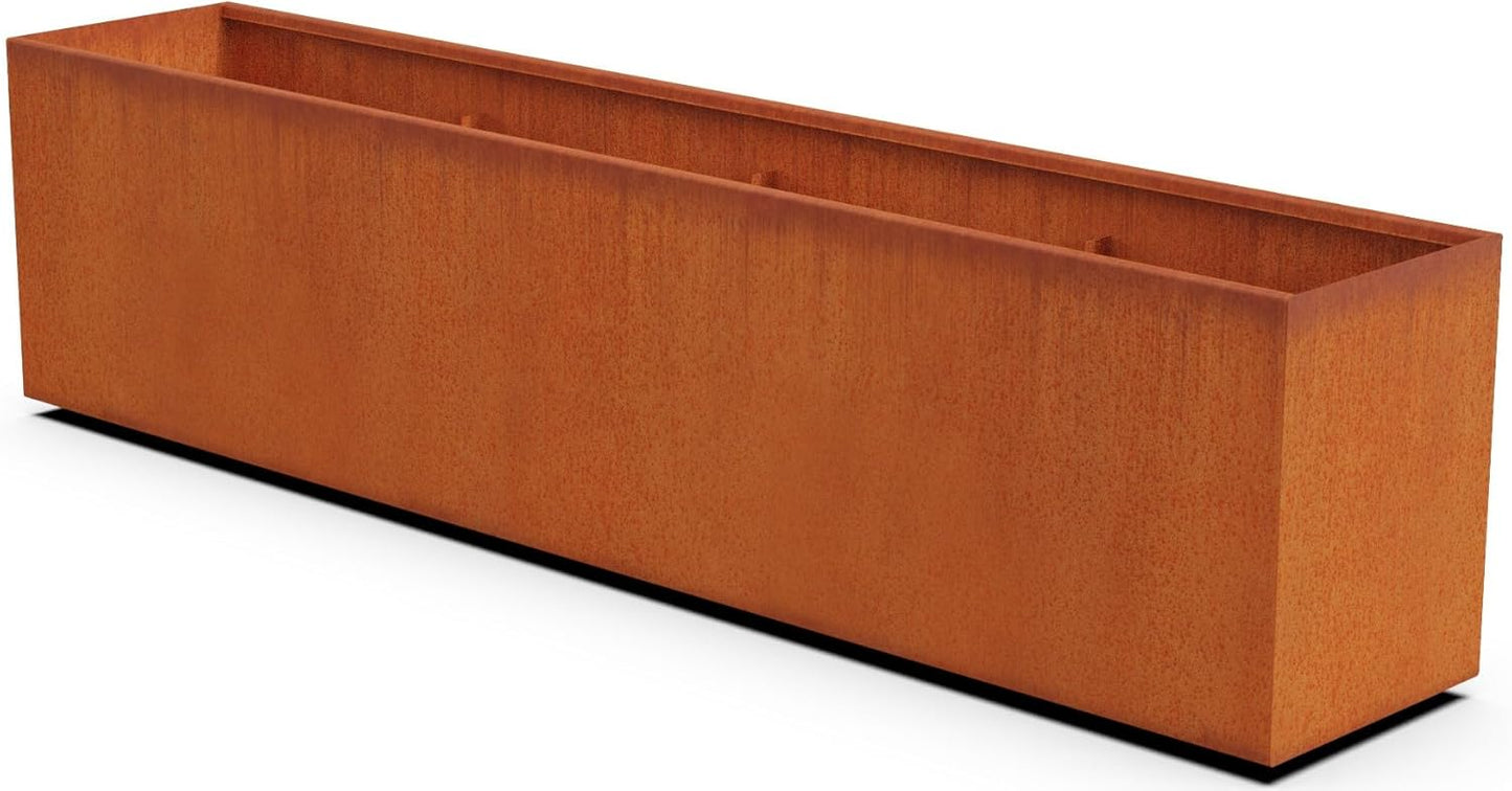 Large Rectangular Planters for Outdoor Plants | 96x18x24 Corten Steel Planter Box for Commercial & Residential Use | Extra Large Planters Outdoor, Fully Welded Heavy-Duty Metal