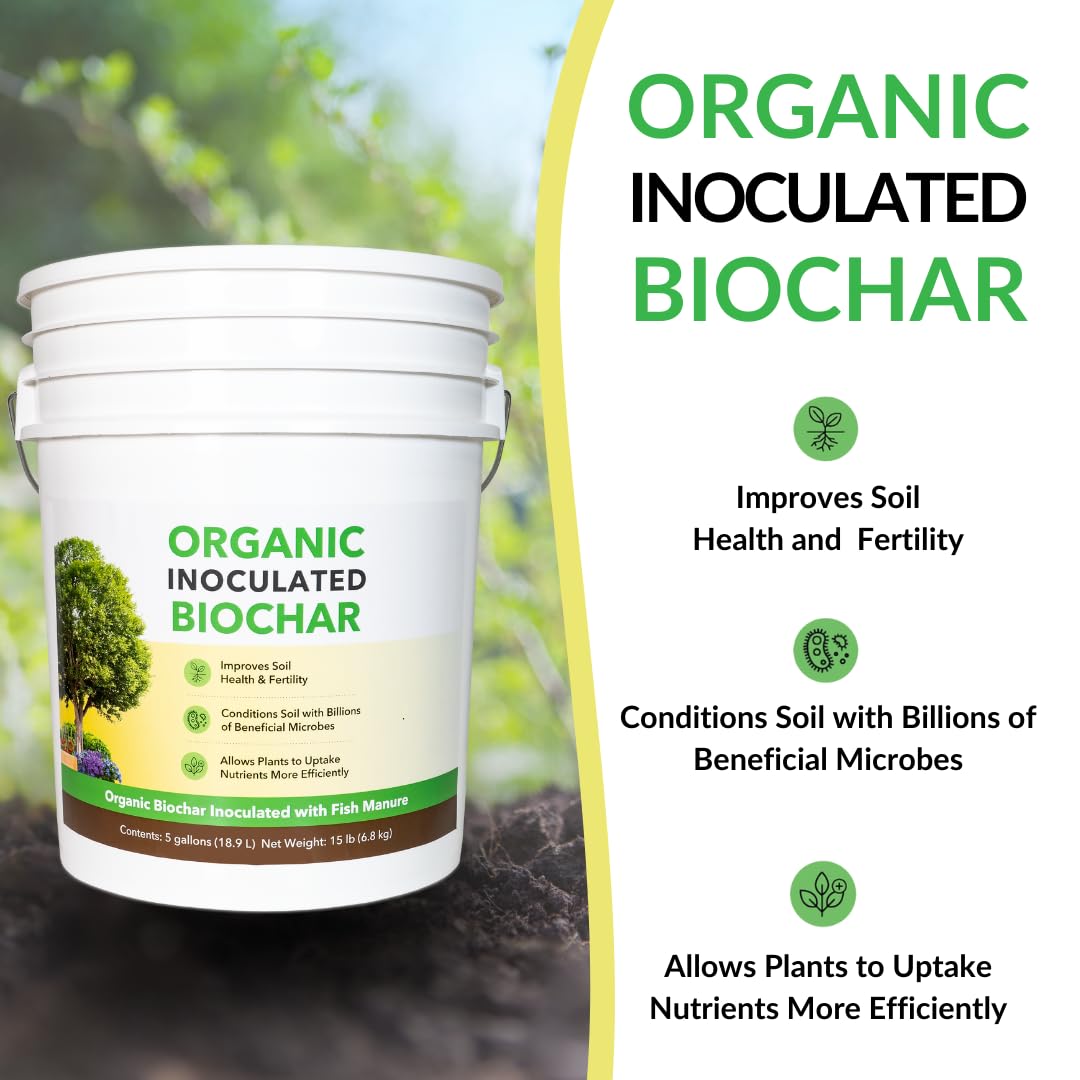 FOOP Organic Inoculated Biochar: Helps Plants and Trees Get The Most Out of Soil | Allows Plants to Uptake Nutrients More Efficiently | Contains Millions of Soil-Enriching Micro-Organisms | 5G Pail