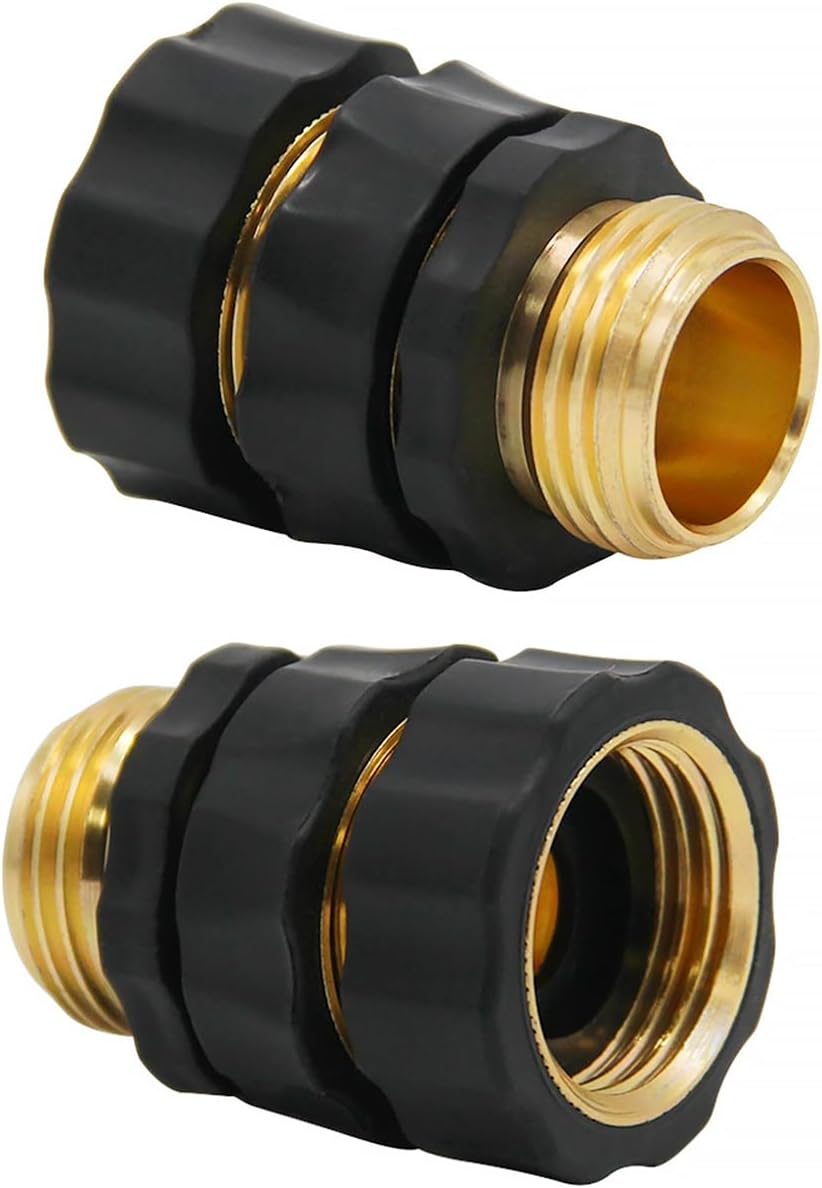 3/4 Inch Garden Hose Quick Connector Fittings, Easy Connector Fitting, Male and Female Set, (2)
