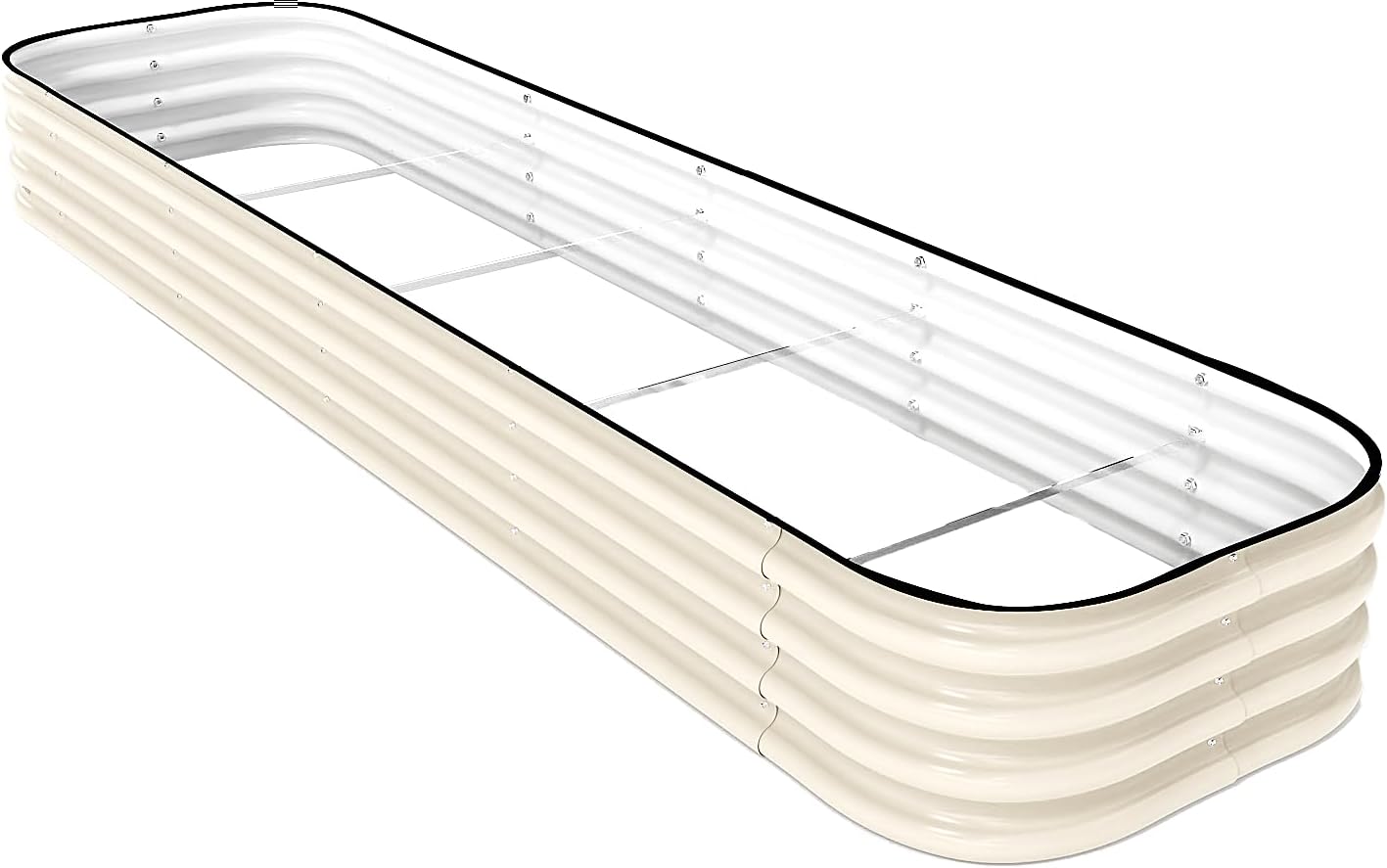 DaisyVibe Raised Garden Bed Kit, Planter Raised Garden Boxes Outdoor, Oval Large Metal Raised Garden Beds for Vegetables Flowers (White, 8ftx2ftx1ft)