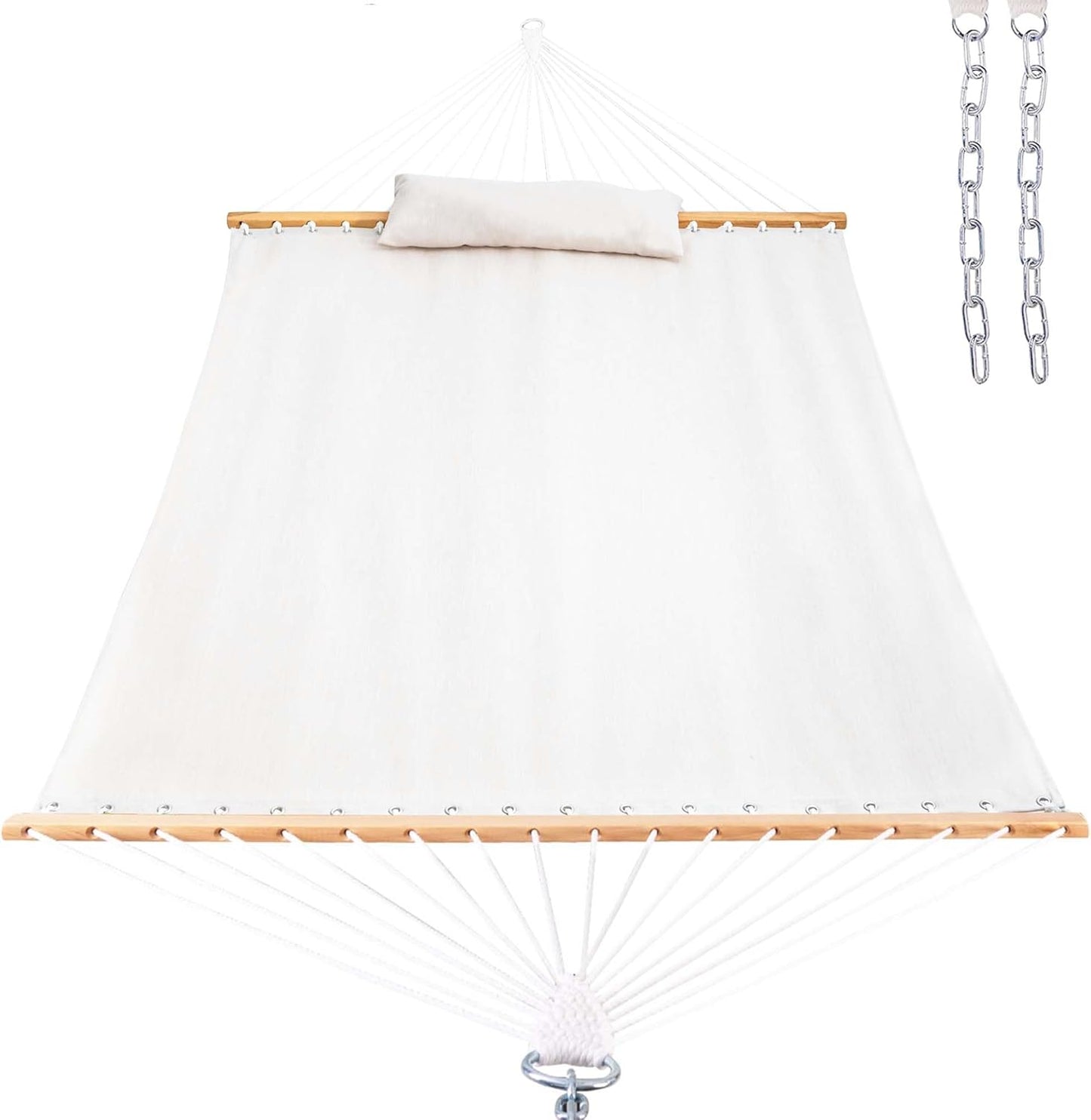 Lazy Daze 12 FT Sunbrella Fabric Hammock not Fading with Spreader Bars and Free Pillow Fits for Two Persons, All Weather and Fade Resistant for Patio Yard, 450 lbs Weight Capacity,Cast Pumice