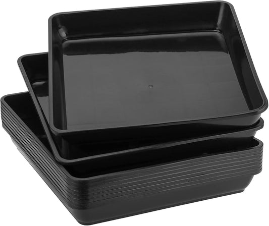 JOIKIT 15 PCS 10 x 10 Inch Square Plant Saucer, Plastic Plant Saucer Drip Tray, Square Flower Pot Tray for Indoors and Outdoor Plant Pots, 1.38 Inch Deep, Black
