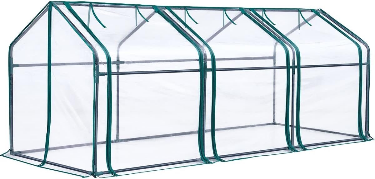 Quictent Portable Mini Cloche Greenhouse w/ Elevated Bottom, Reinforced High Light Transmission Waterproof UV-Resistant Hot House for Indoor Outdoor, w/ 50 T-Shaped Plant Tag, 95" x 36" x 36" (Clear)