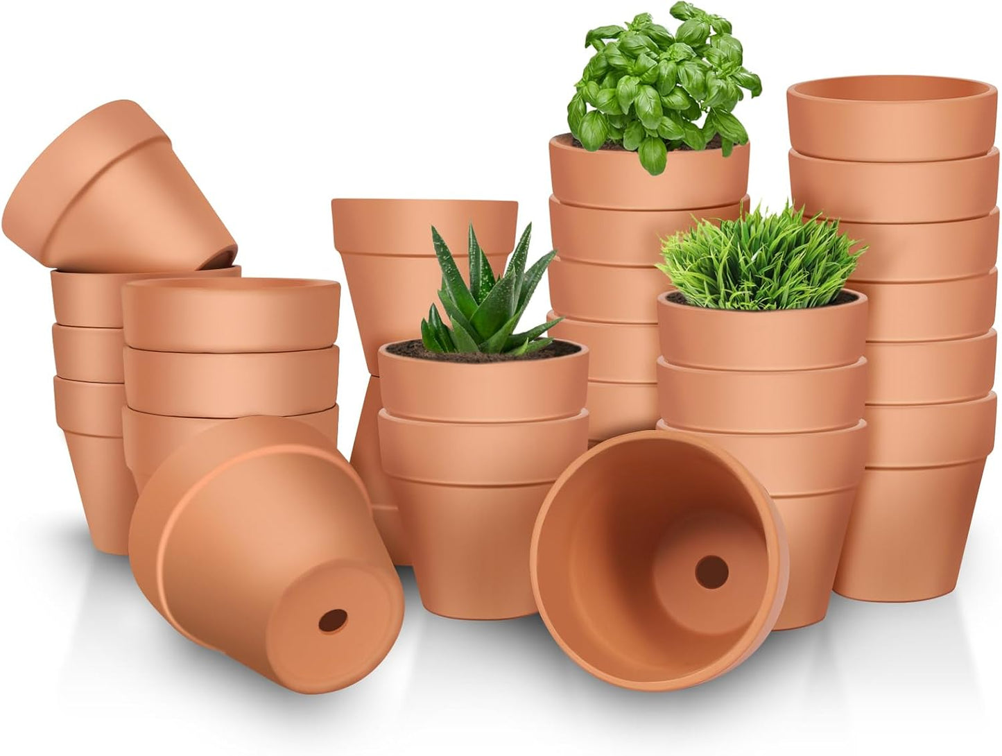 3 inch Terracotta Clay Pots, 26 Pack Clay Flower Pots with Drainage, Flower Garden, Terracotta Pots for Indoor Outdoor Plant, Crafts, Wedding Favor