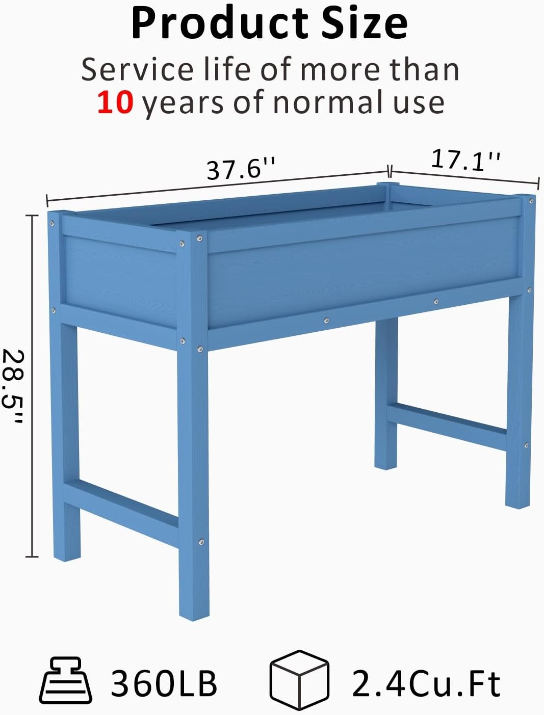 Raised Garden Beds Outdoor with Legs,Outdoor Planter Box，Non-Cracking,Rust Resistantand Rot-Resistant for Vegetable Garden for Backyard, Patio, Balcony Outdoors/Indoors, Navy