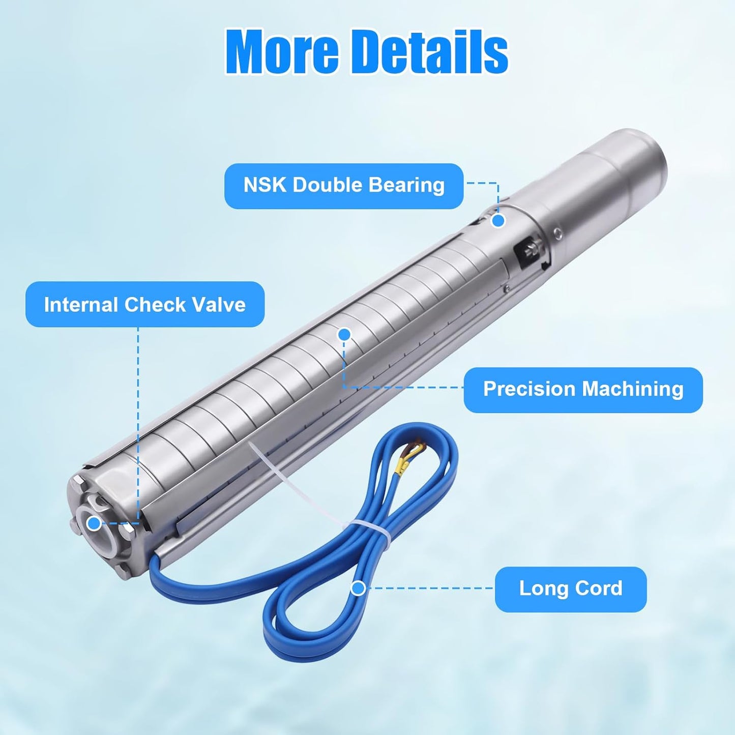 4 Inch Solar Water Pumps 1500W Stainless Steel Deep Well Submersible Pump with MPPT Controller, Solar Well Pump Kit Deep Well Water Pumps for Irrigation, Home, Industrial