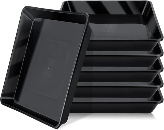 GREANER Plant Trays for Pots Square, 6 Inch Plant Drip Trays, Black Plant Plates to Catch Water Indoor Plants, Plant Tray for Indoor Outdoor Flower Pots and Planters, Bulk(6 PCS)