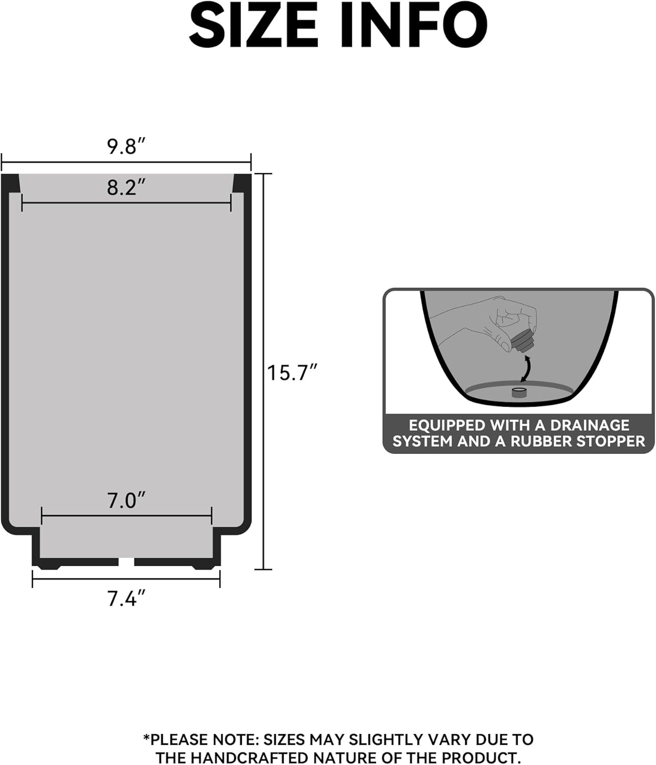 Kante 15.7 Inch Tall Concrete Planter, Round Pedestal Design Garden Pot for Indoor Outdoor Plants, Modern Garden Pot with Drainage Hole, White Finish with Aqua Blue Interior