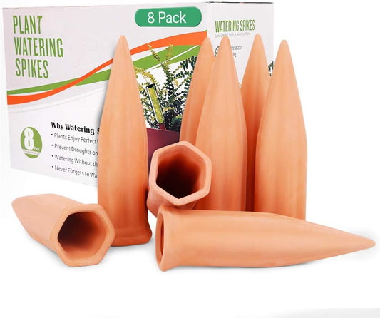 Plant Watering Stakes 8 Pack Automatic Plant Waterers for Vacations, Plant Watering Devices Terracotta Self Watering Spikes for Wine Bottles Great Watering Spikes for Indoor & Outdoor Plants
