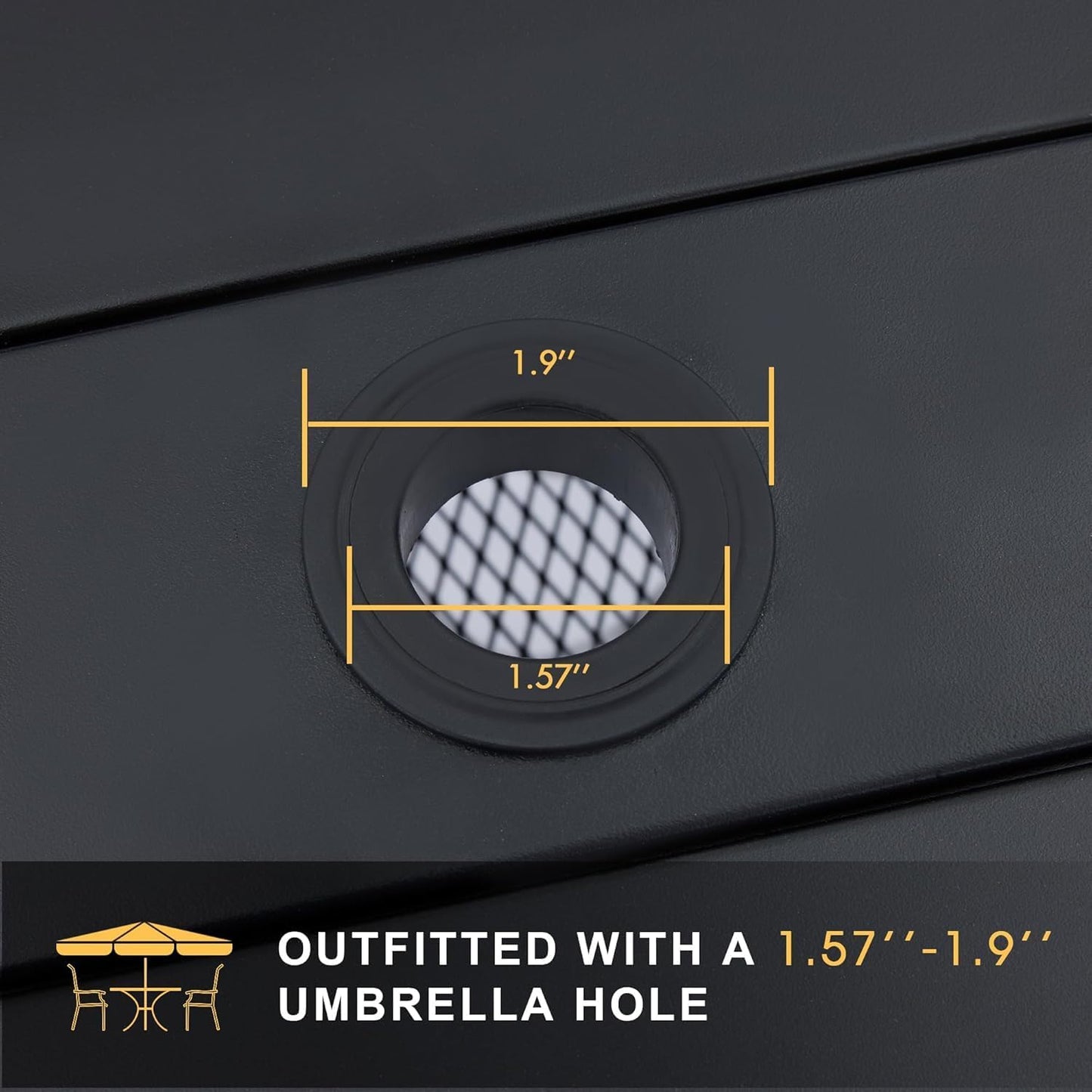 VICLLAX 5 Pieces Patio Dining Set, Outdoor Furniture Set Includes 1 Square Outdoor Table and 4 Stackable Patio Sling Chairs, Black Tabletop and Grey Fabric