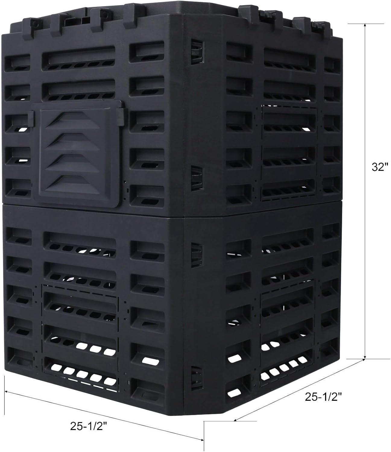 90 Gallon Garden Composter Bin - Premium Recycled Plastic, Large 340 Liter Capacity, Easy Assembly, Lightweight, Aerating Outdoor Compost Box for Fertile Soil