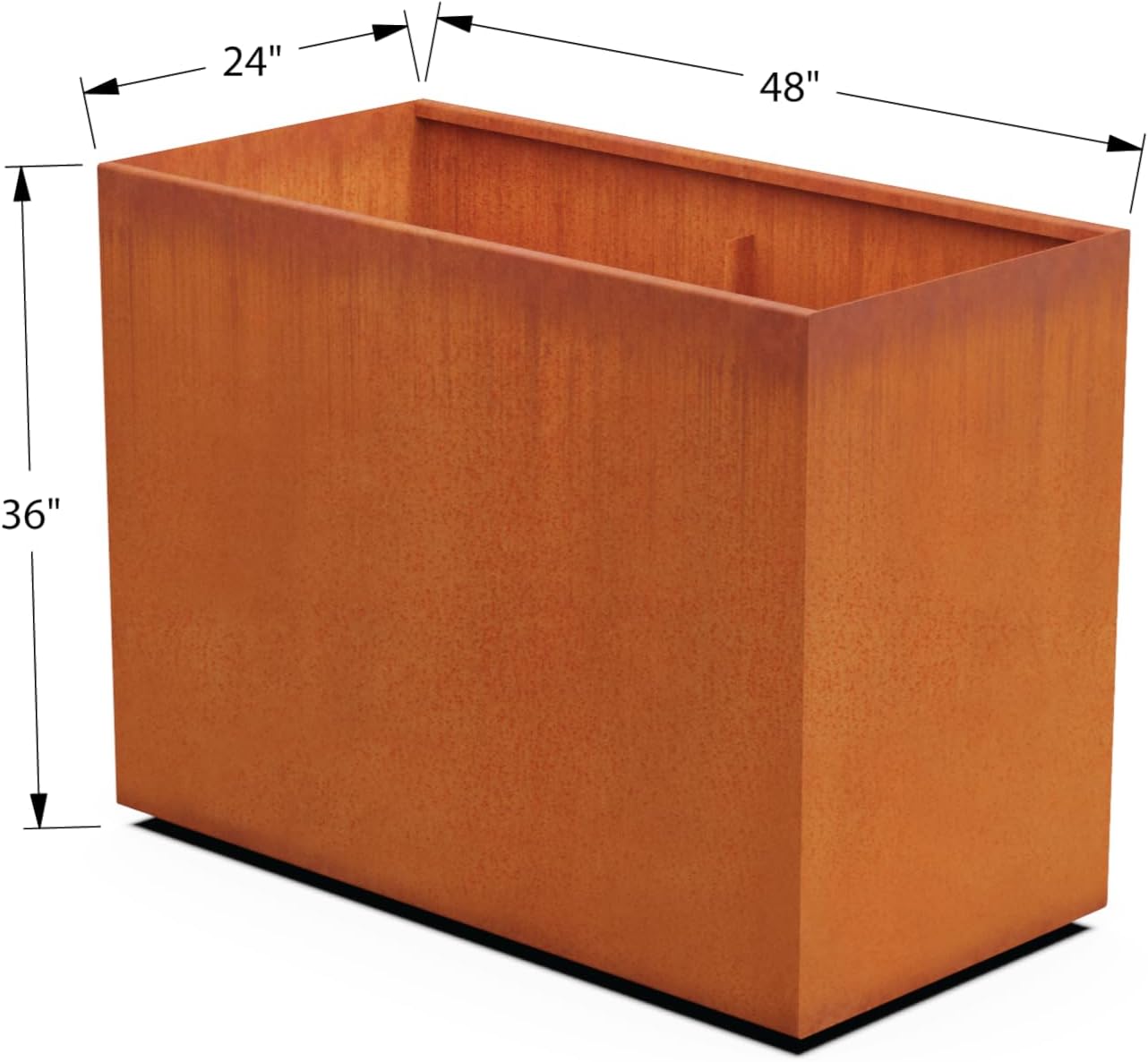 Large Rectangular Planters for Outdoor Plants | 48x24x36 Extra Large Corten Steel Planter Box for Patio & Garden | Heavy Duty Metal Planter for Privacy Screen