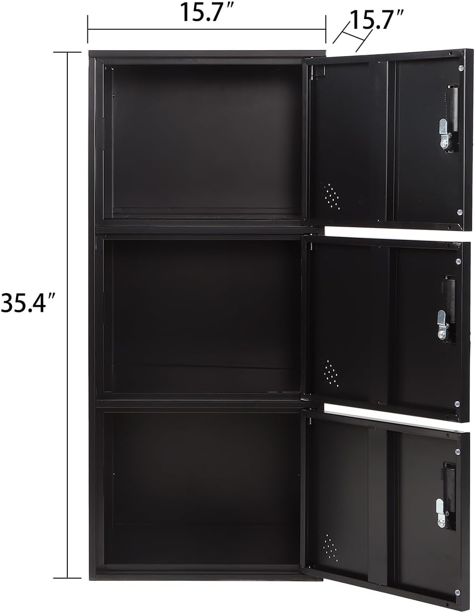 3 Door Metal Storage Locker Cabinet for Office, Home, Gym, School, Steel Cabinet to Storage File, Toys, Shoes and Sports Equipment, Locker Organizer for Gym Office Bedroom (3 Door, Black)