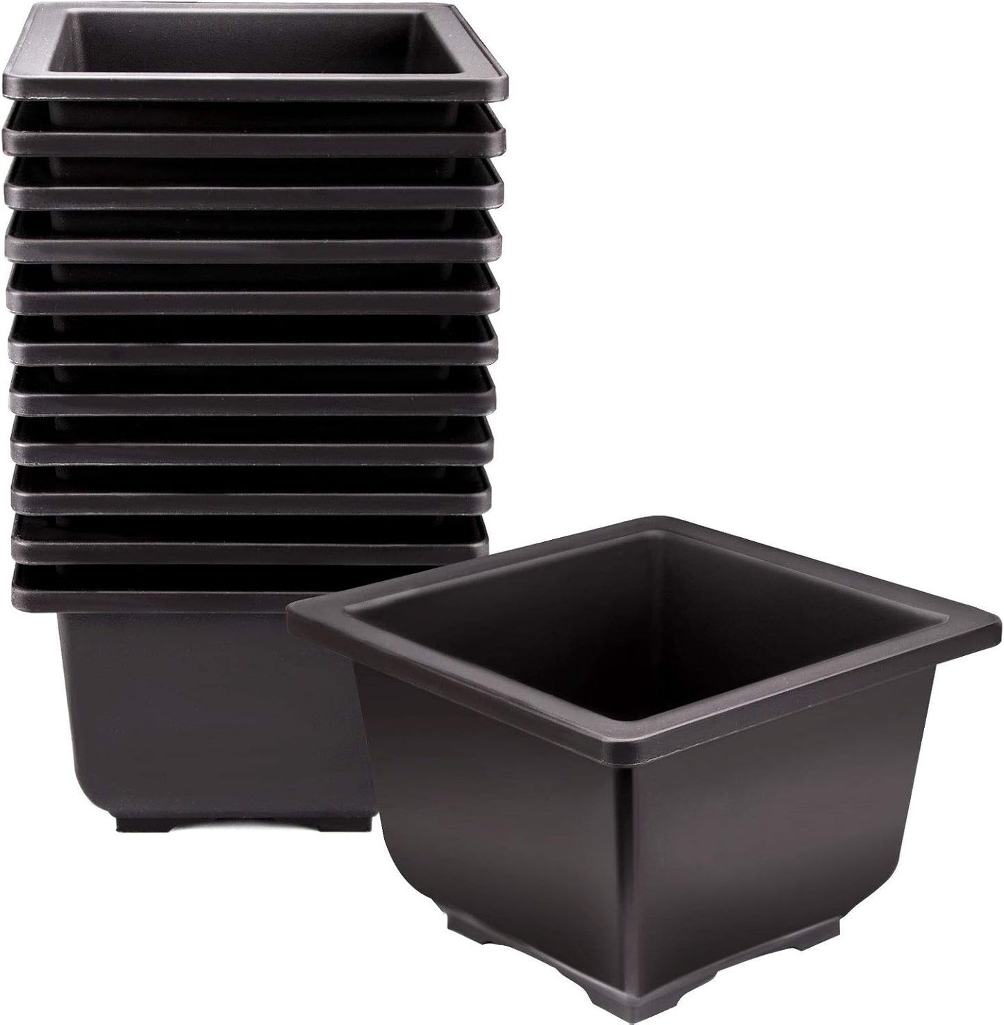 KINJOEK 15 PCS 6.7 Inch Bonsai Training Pots, Square Plastic Plant Pot, Flower Succulent Pots for Garden, Indoor, Home Decorative