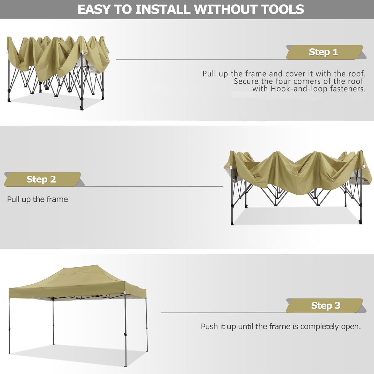 COBIZI 10x15 Pop Up Canopy with 4 Sidewall,Heavy Duty Canopy UPF 50+ All Season Wind Waterproof Commercial Outdoor Wedding Party Tents for Parties Gazebo with Carry Bag(10 x 15 ft Khaki)