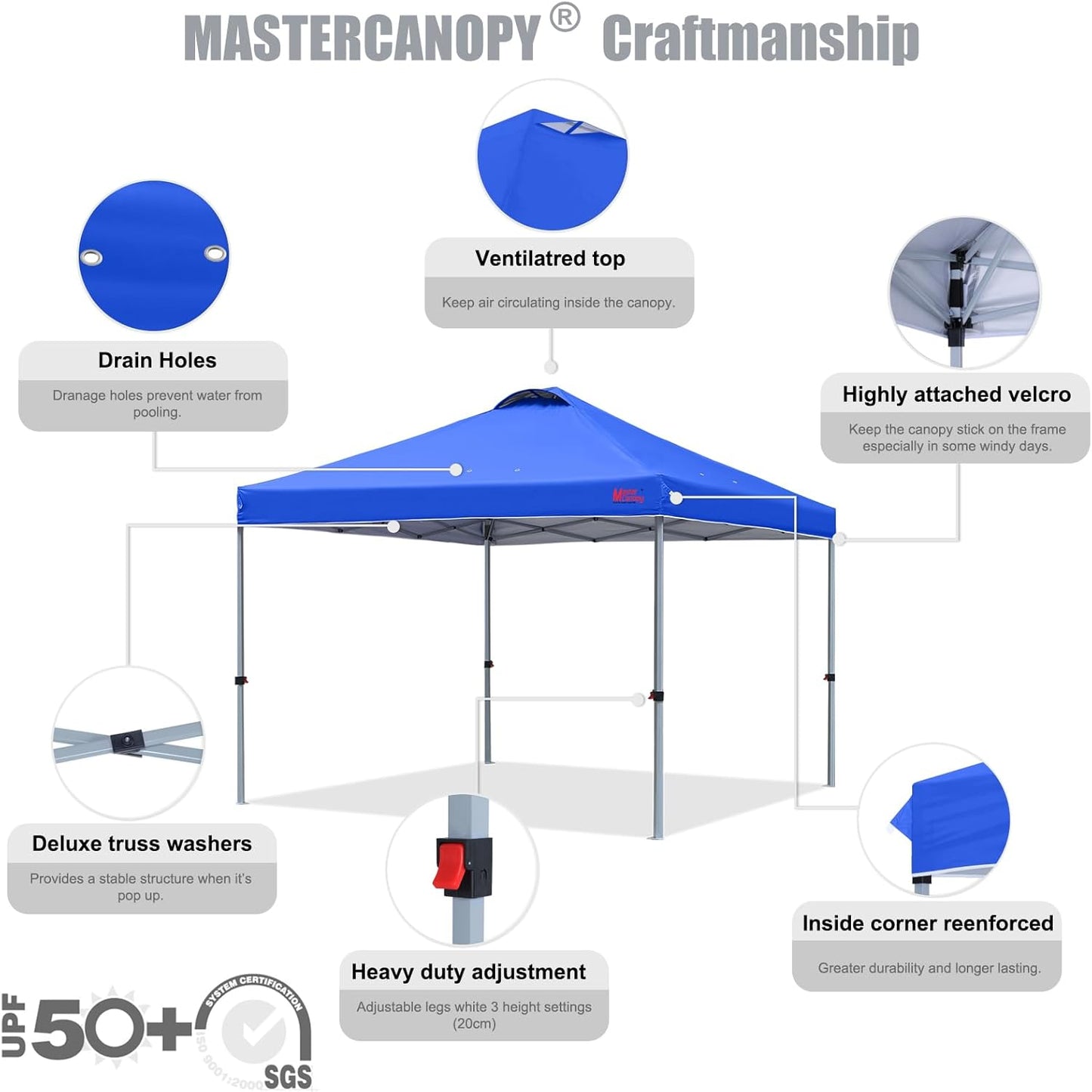 MASTERCANOPY Durable Pop-up Canopy Tent with Roller Bag (Blue)