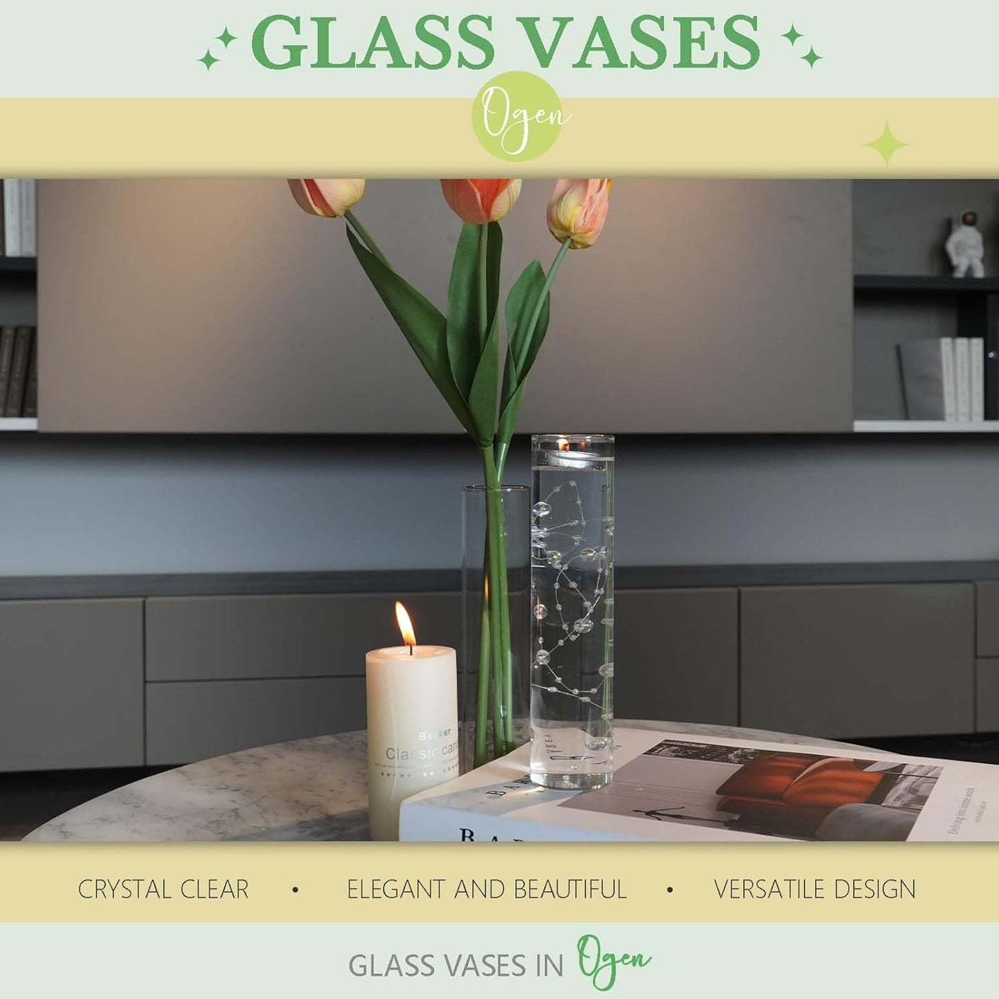 18pcs Glass Vase Cylinder Vases for Centerpieces Small Flower Glass Clear Vases Home Decor Centerpiece Table Flower Vase Decorations for Office Beautification＆Holiday 7.5 Inch Tall