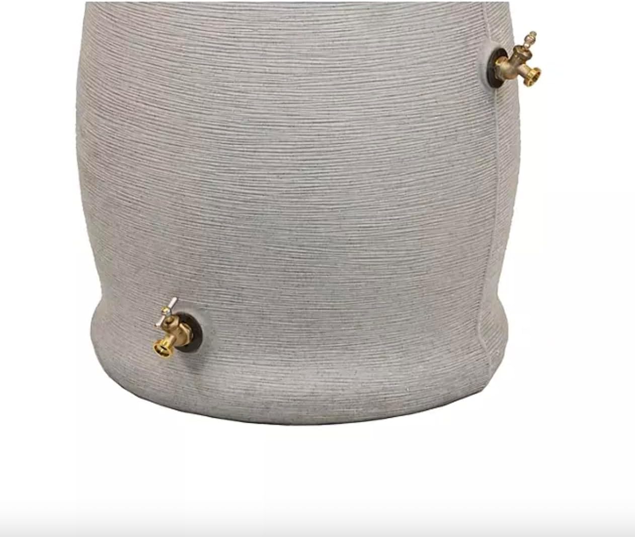 50-Gallon Impressions Corsican Rain Barrel with Diverter Kit, Light Gray Textured Finish, Dual Brass Spigots, Downspout Connection