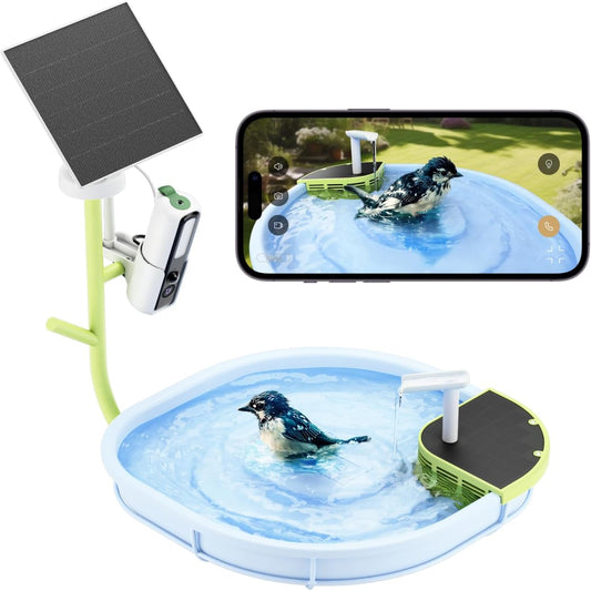 RELI Birddy Original Smart Bird Bath with Camera Solar Powered, Automatic Flowing Birdbath with Birds Watching Camera, AI Identify, Live View, Instant Notify, Ideal Gift for Bird Lovers
