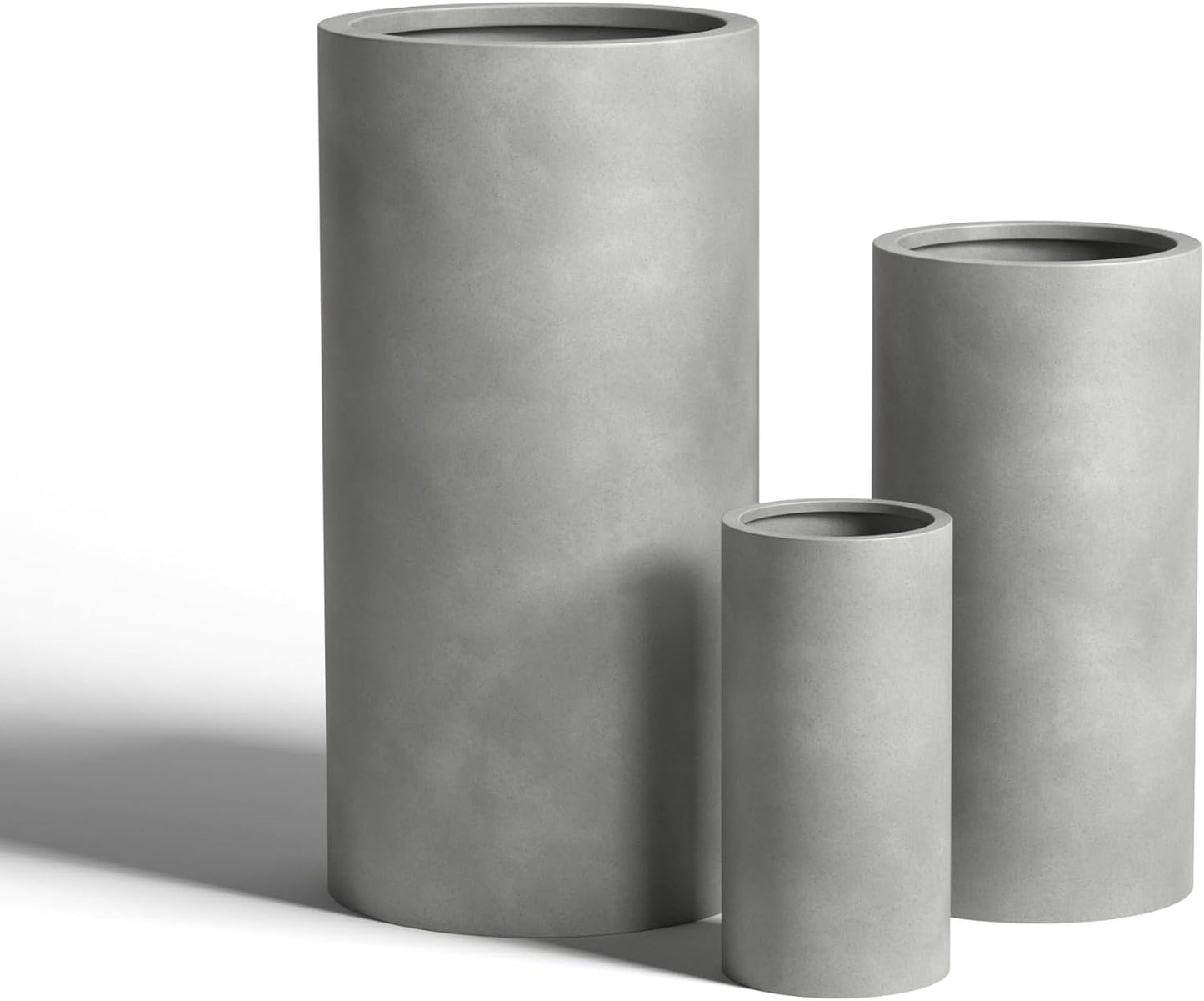 DTY Signature Mount Oxford Tall Outdoor Planter - Small Gray 15.7 Inch Height Modern Tall Planter Pot for Indoor & Outdoor Spaces - Stylish Planter for Contemporary Homes and Gardens