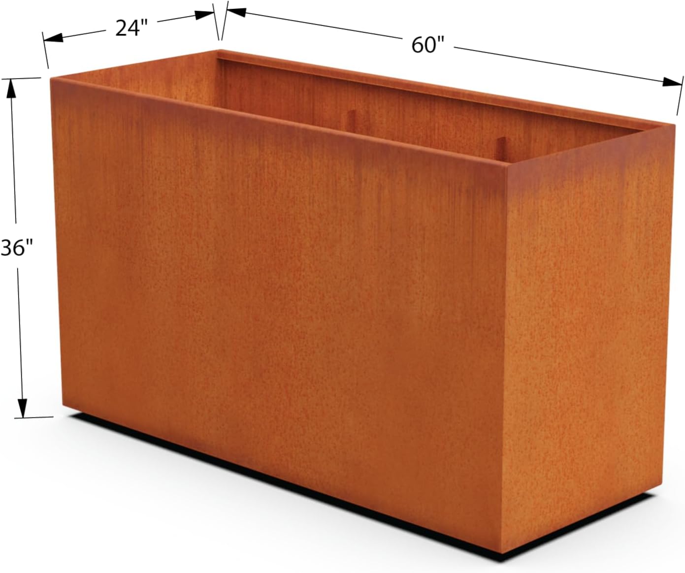 Large Rectangular Planters for Outdoor Plants 60x24x36 Inch | Corten Steel Planter for Patio & Garden | Extra Large Outdoor Planter Box | Metal Planter Rectangle, Made in USA