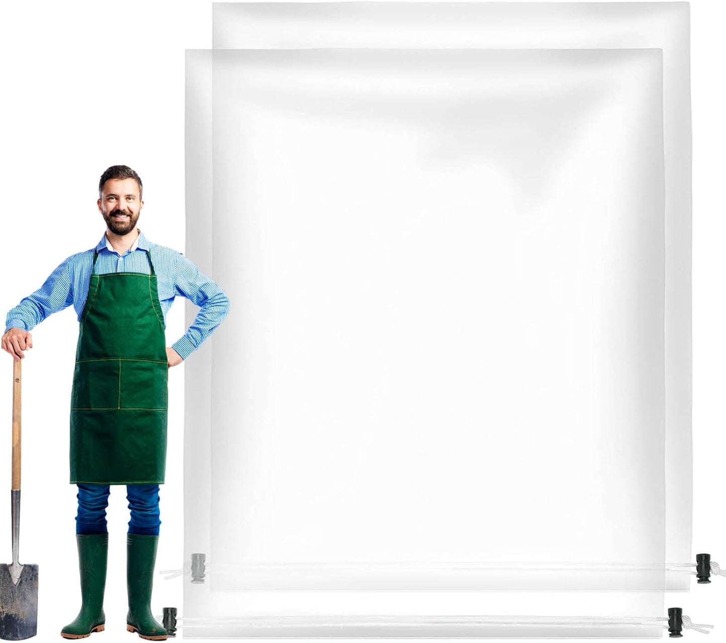 ANPHSIN 2 Pcs Extra Large Winter Plant Cover Freeze Protection - 70.8" x 82.7" Plastic Plant Frost Bags with Drawstring, Waterproof Plant Shelter Coverings for Outdoors Garden Shrubs Palm Fruit Trees