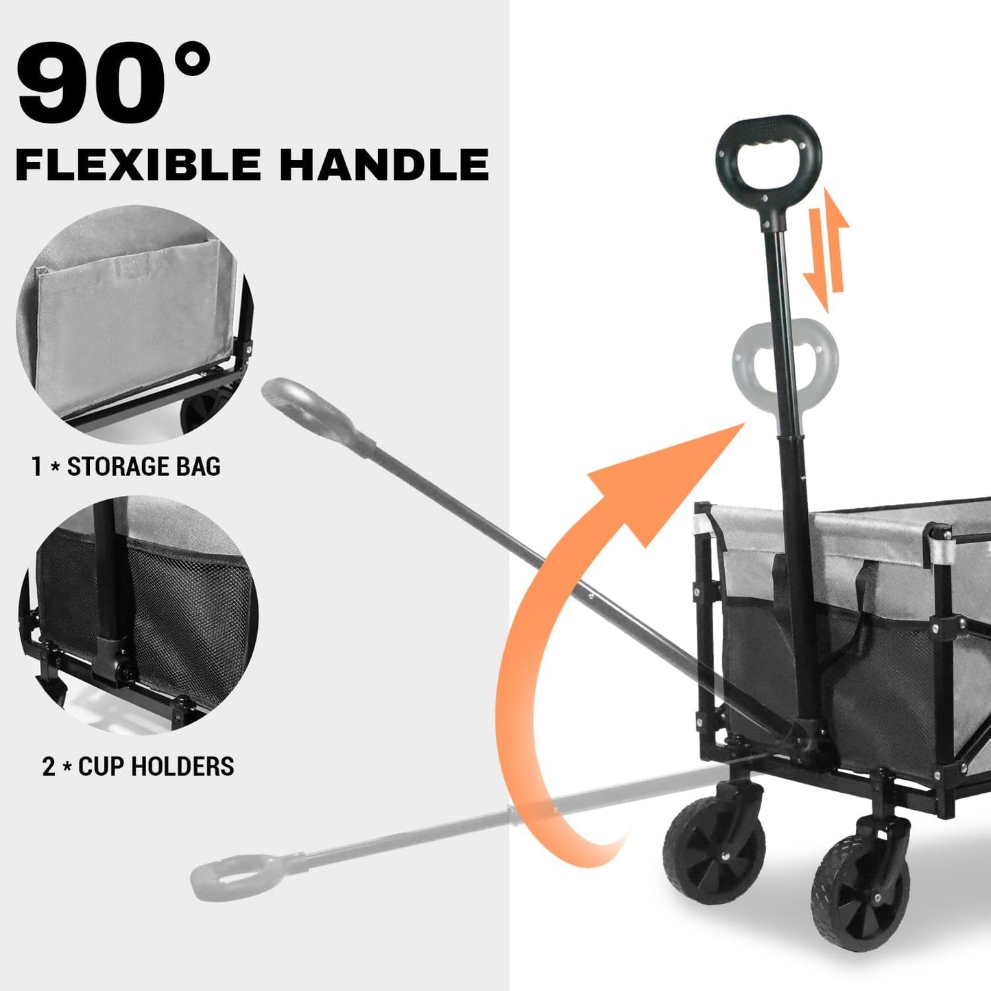 Collapsible Wagon 352LBS Capacity, Foldable Large Carts, Heavy Duty Outdoor Folding Cart with All-Terrain Wheels, Utility Garden Beach Wagon with Storage Bag Green