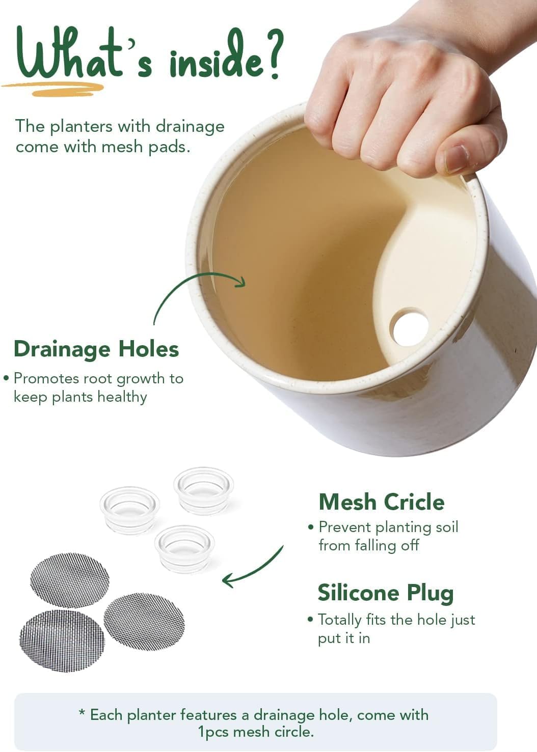 LE TAUCI Ceramic Plant Pots Indoor, 10+8+6 Inch Planters for Indoor Plants, Mid-Century Modern Flower Pots with Drainage Hole and Plug, Cylinder Round Planters, Set of 3, Reactive Glaze Beige