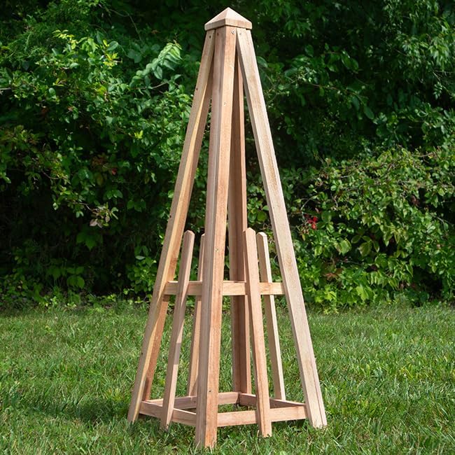 Garden Obelisk Trellis for Climbing Plants, Cedar Pyramid Trellis 46" H, Pack of 2, Sturdy Wooden Garden Trellis for Flowers, Vines, Vertical Plant Support, Outdoor Garden Decor