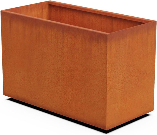 Large Rectangular Planters for Outdoor Plants | 36x18x24 Corten Steel Planter | Extra Large Outdoor Planter Box for Garden & Patio | Heavy Duty Metal Planter Rectangle