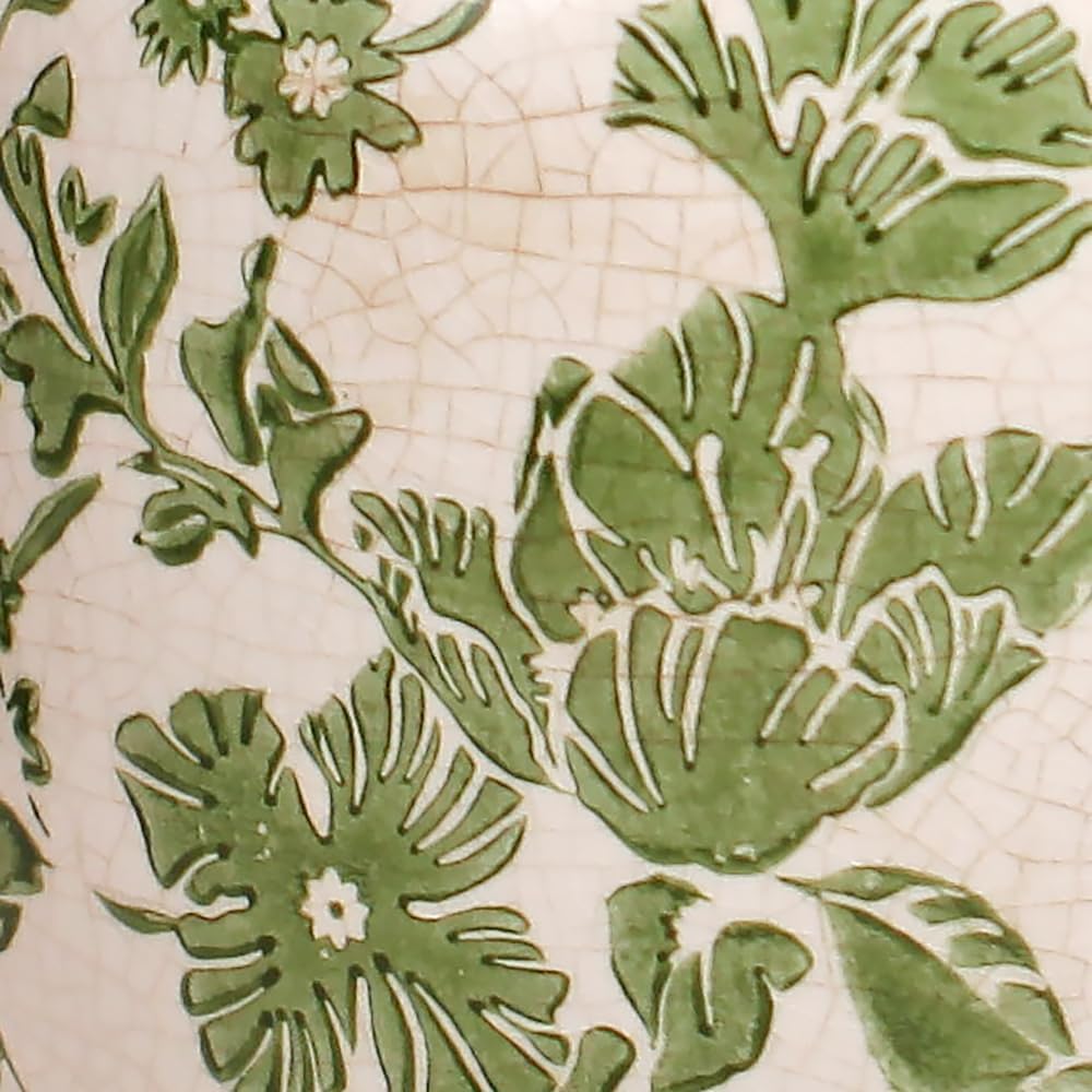 Plant Pots, Ceramic Planters for Indoor/Outdoor Plants, 6.29'' Flower Pots for Indoor Plants with Drainage, Vase & Planters, Vintage Indoor Plant Pots, Home & Fall Decor, Classic Green