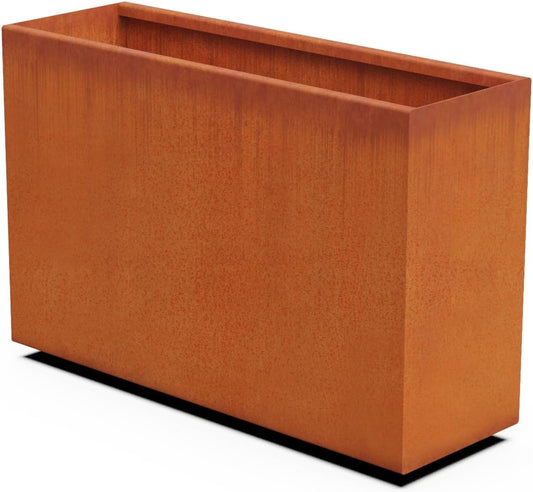 Large Rectangular Planters for Outdoor Plants – 36x12x24 Corten Steel Planter Box | Extra Large Outdoor Planters for Patio Privacy & Deck Decor | Heavy Duty Metal Planter Rectangle