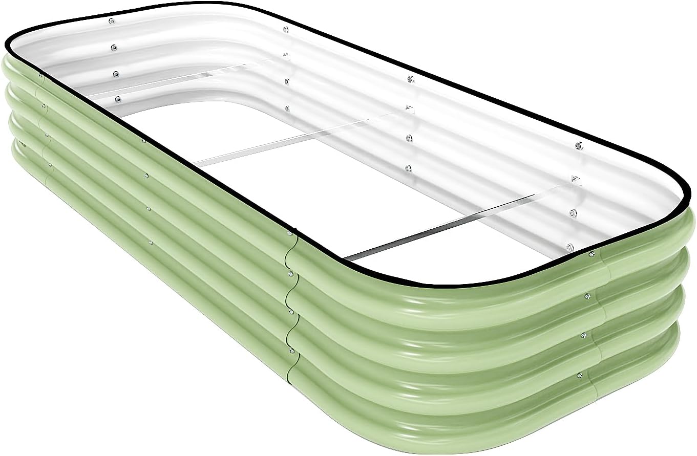 DaisyVibe Raised Garden Bed Kit, Planter Raised Garden Boxes Outdoor, Oval Large Metal Raised Garden Beds for Vegetables Flowers (Green, 5ftx2ftx1ft)