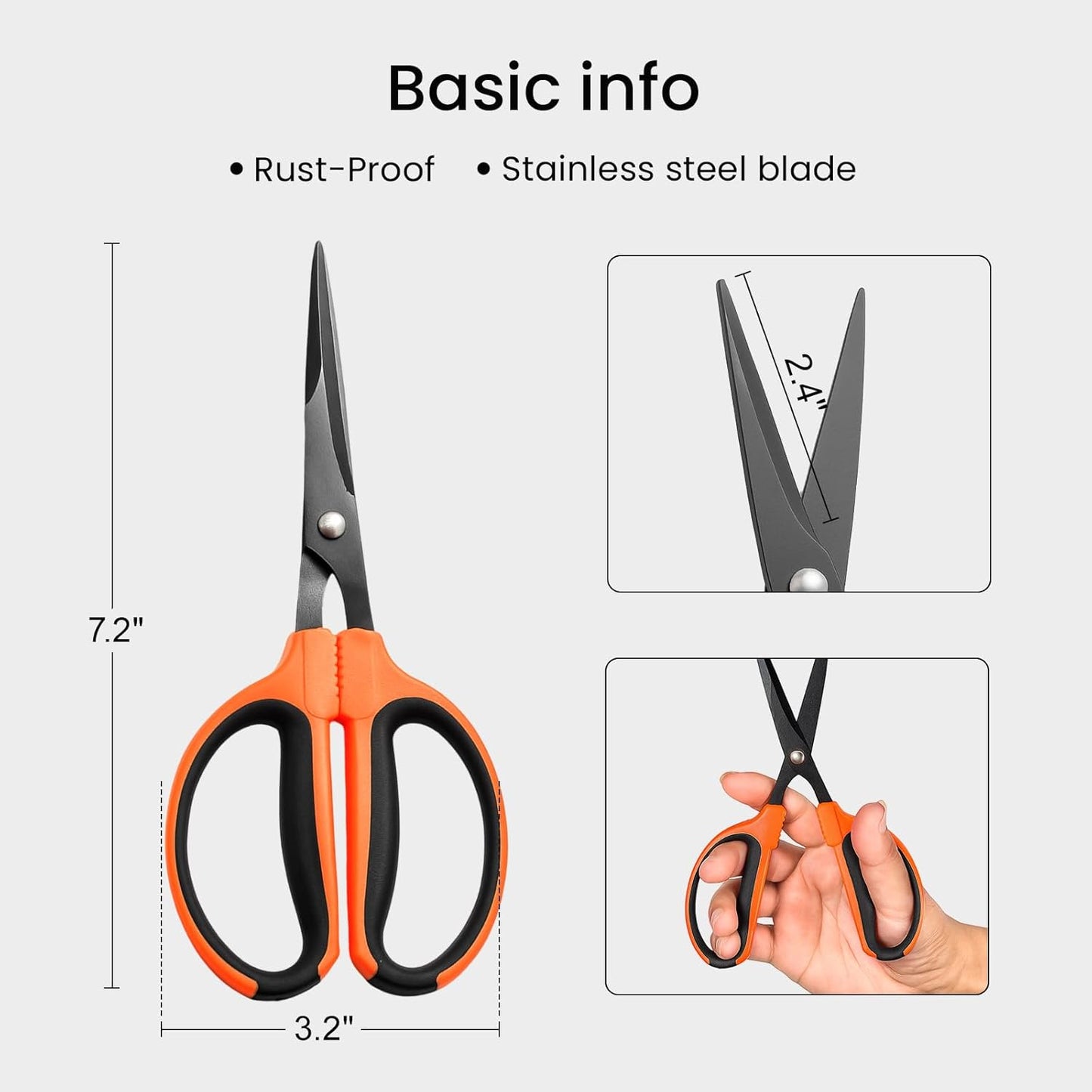 GROWNEER 1 Packs Trimming Scissors Teflon Coated Non Stick Blades Pruning Shears Gardening Hand Pruning Snips with Straight Stainless Steel Precision Blade