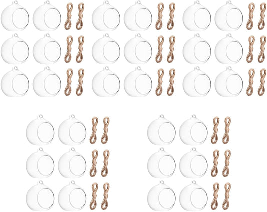 2.36"/ 6cm Hanging Tealight Candle Holder Glass Globes Air Plant Orb Glass Candlestick Lights Terrariums Candles Terrarium Vase Containers Home Decor Indoor Outdoor Garden DIY Gifts (30)