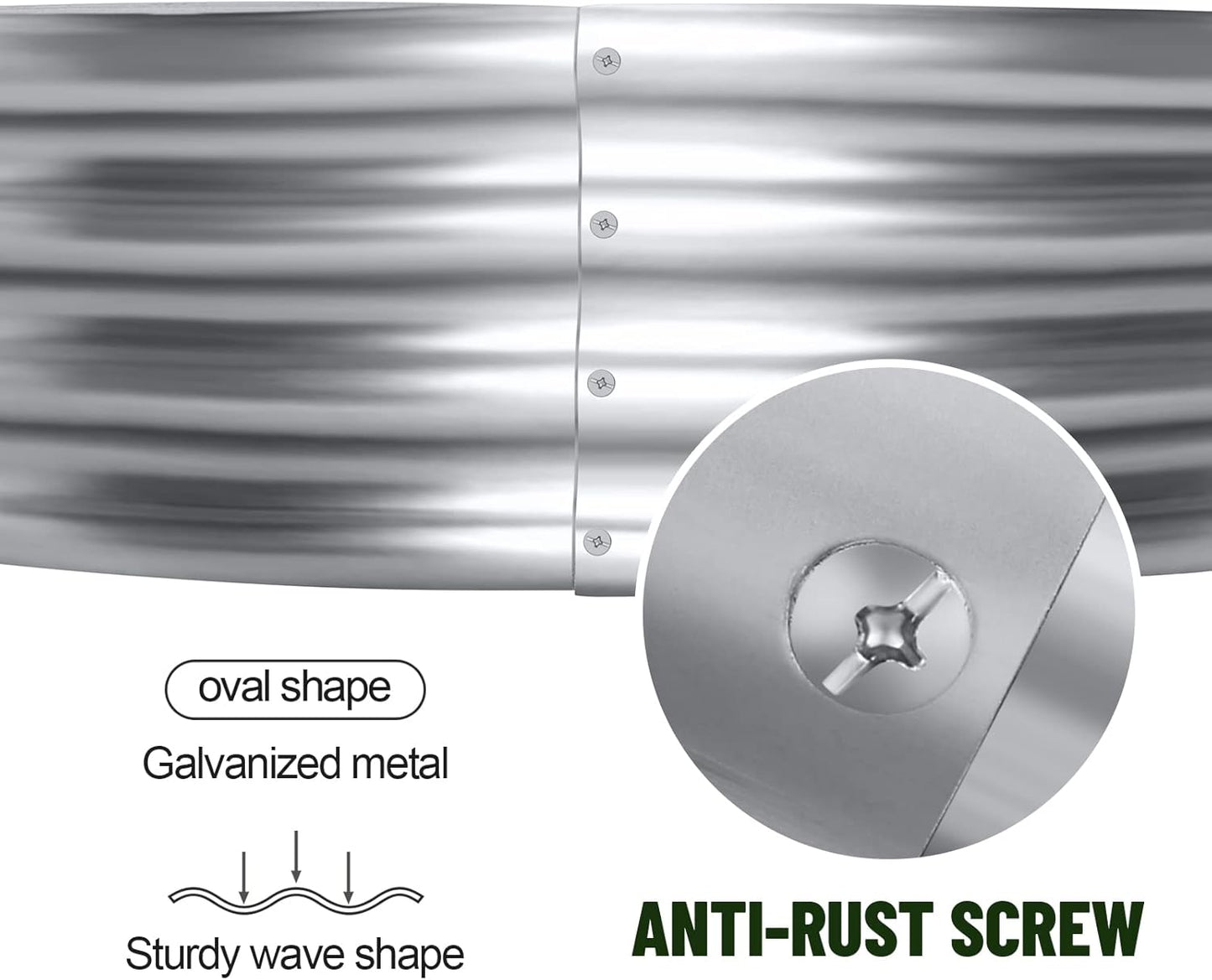 Land Guard 2Pcs Galvanized Raised Garden Bed Kit, 10×4×1ft Galvanized Planter Raised Garden Boxes Outdoor, Oval Large Metal Raised Garden Beds for Vegetables…………