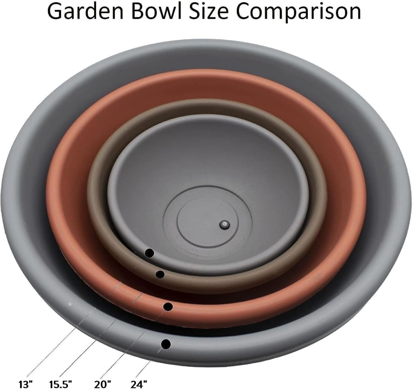 The HC Companies 24 Inch Large Garden Bowl Planter - Shallow Plant Pot with Drainage Plug for Indoor Outdoor Flowers, Herbs, Teal