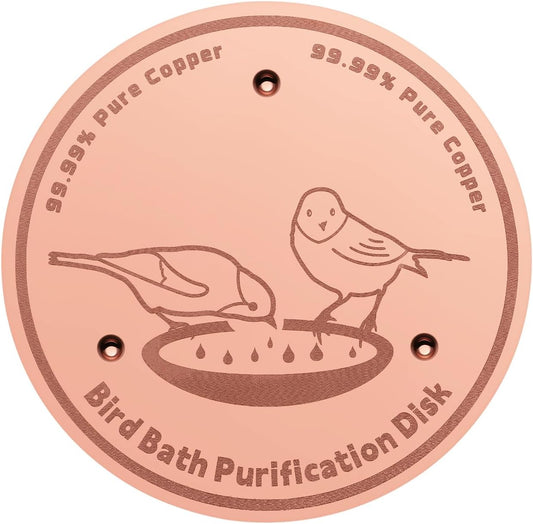 1-Pack 99.99% Pure Copper Bird Bath Purification Disk,Copper Disc with Stable Triple-Point Support,Fits All Outdoor Bird Baths(Round)