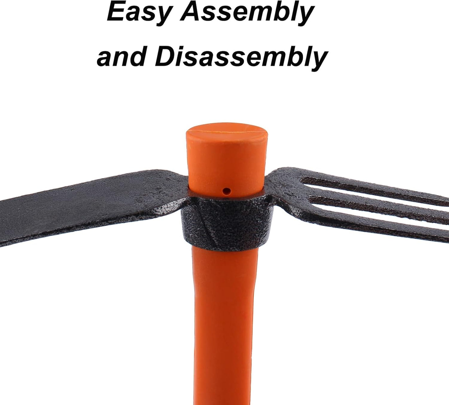 3 Sprongs Dual Head Rake Hoe with Heavy Duty Forged Adze and Ergonomic Non-Slip Handle for Loosening Soil, Gardening, Camping Outdoor 39mm/15-Inch