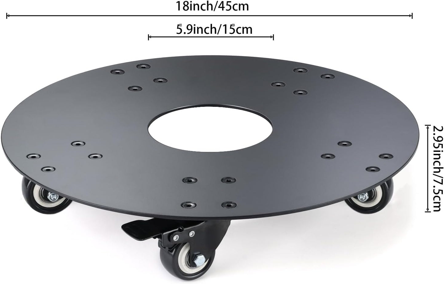 Plant Stand with Wheels,3.0mm Thick Aluminum Alloy Plant Caddy with Wheels Heavy Duty, Rolling Plant Stand Holds 18 Inch and 500lbs(Black)