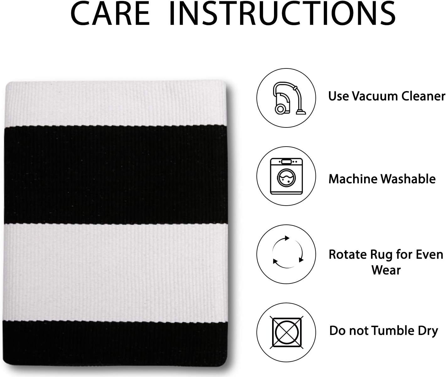 IOHOUZE Black White Striped Rug -3x5 Front Door Mats Outdoor,Washable Rug for Front Porch Decor,Spring Summer Welcome Mats Outdoor Indoor, Doormat for Farmhouse/Entryway/Home Entrance