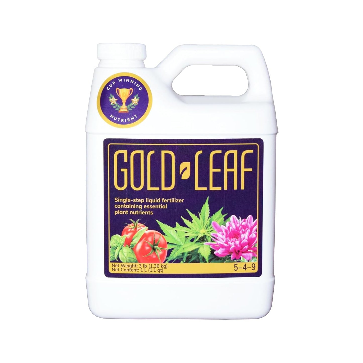 1L Gold Leaf All-in-One Liquid Fertilizer – pH Balanced, Instantly Dechlorinates, No Additives Needed – for Soil, Hydroponics & Coco – Bigger Blooms, Higher Yields, Complete Plant Nutrition