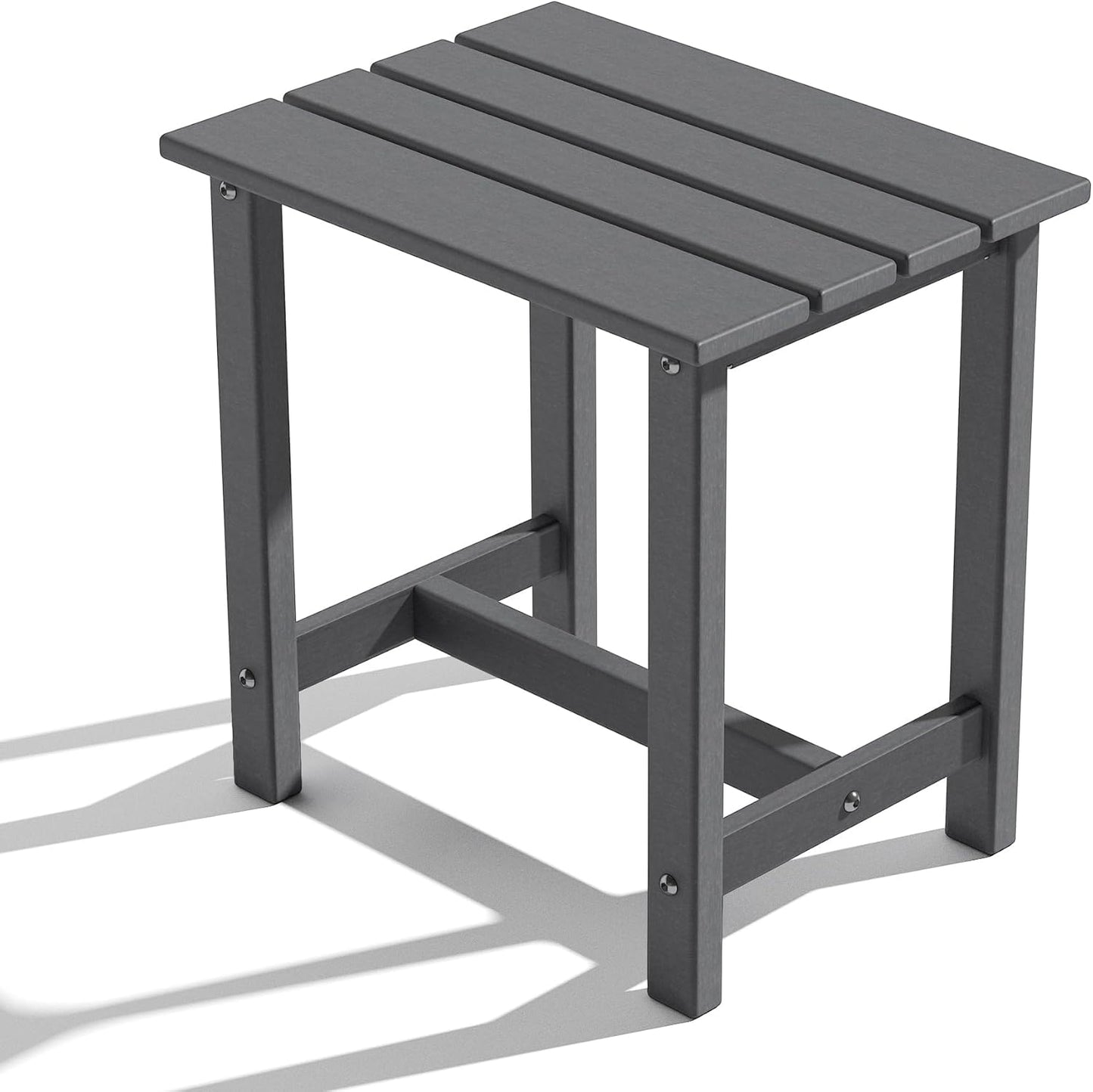Adirondack Outdoor Side Table, Weather-Resistant/Easy Maintenance Patio Side Table for Backyard, Pool & Porch, Patio End Table Durable & Stylish, 1-Tier, Grey