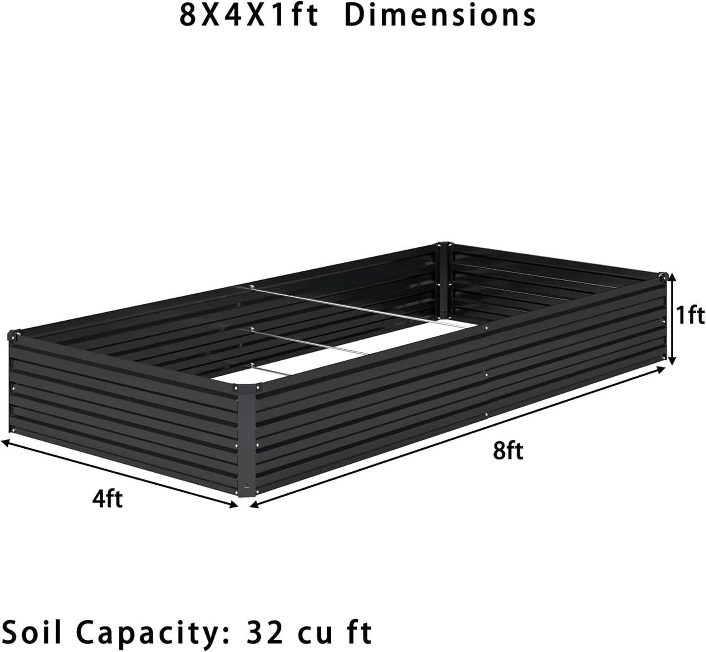 8x4x1ft(2 Pack) Galvanized Raised Garden Bed,Outdoor Planter Box Metal Patio Kit Planting Bed for Vegetables Flowers Herb,Black