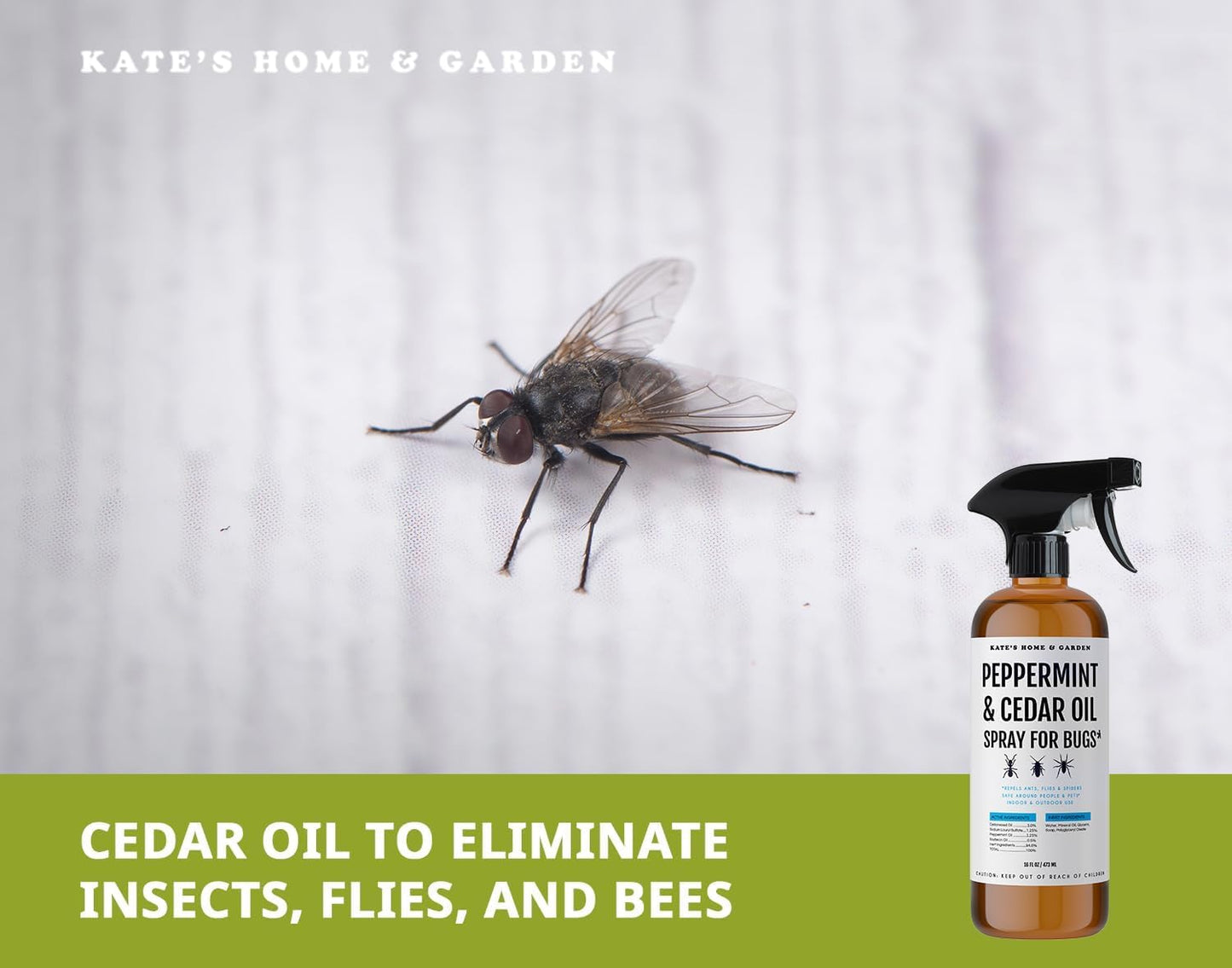 Kate's Home & Garden Peppermint Oil Spray for Bugs, Ants, Insects, Spiders. Pesticide and Insecticide Indoor Repellent Pest Control with Cedarwood Oil (16oz, Natural, Pet Safe, Non Toxic)